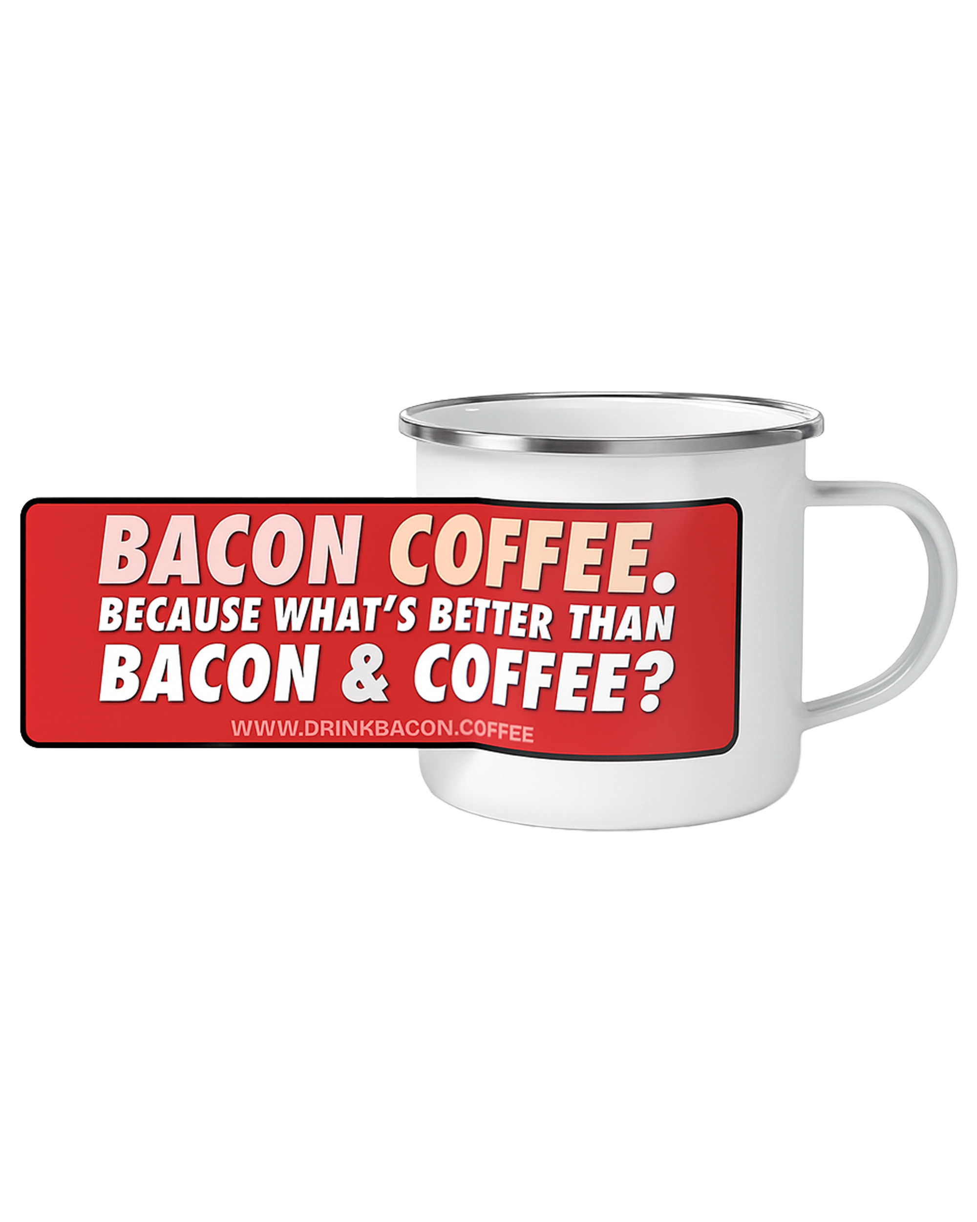 (Practically) Indestructible "Bacon & Coffee" Enamel Metal Cup