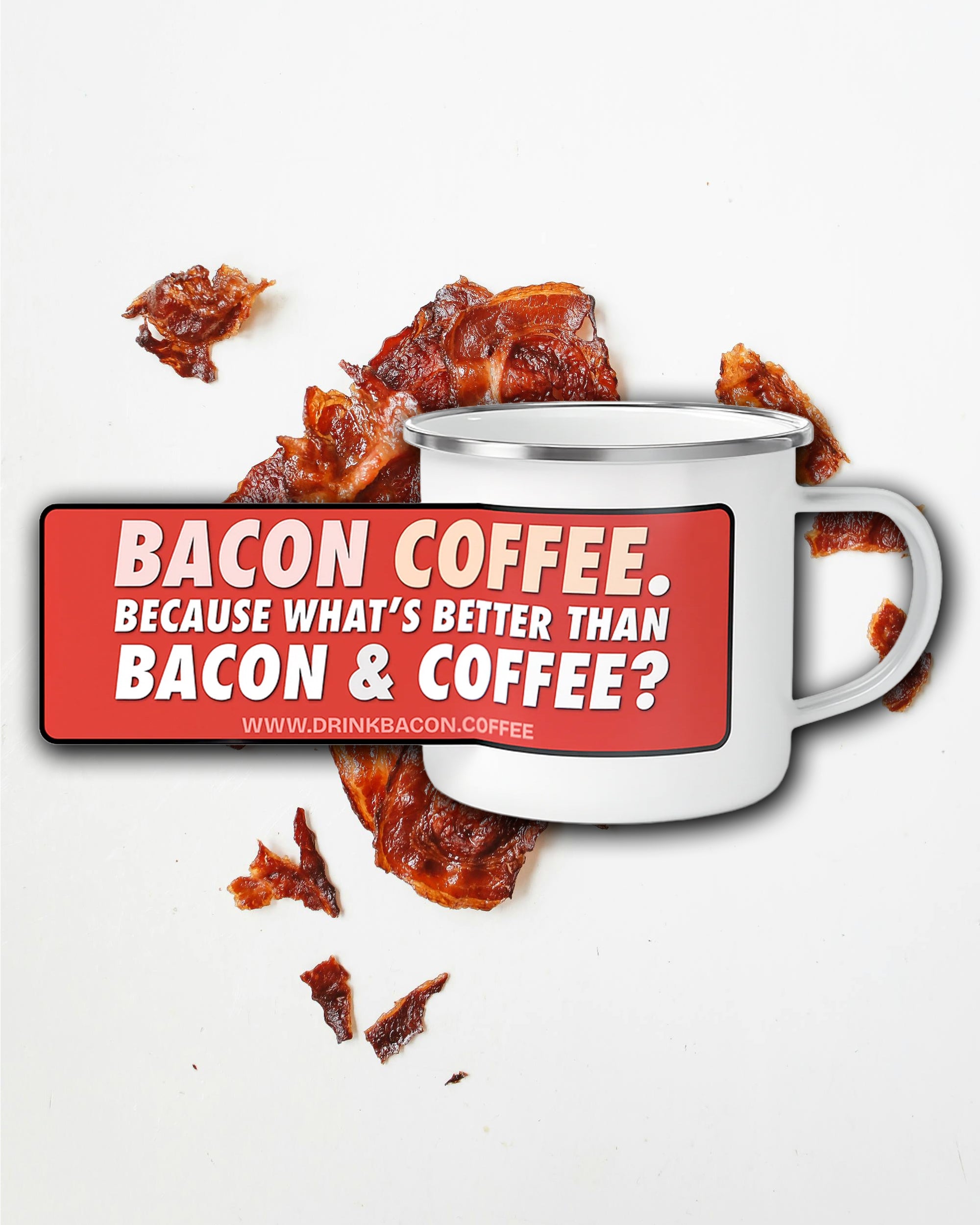 (Practically) Indestructible "Bacon & Coffee" Enamel Metal Cup