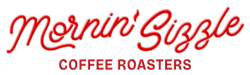 Mornin' Sizzle Coffee Roasters logo (red on light backgrounds)