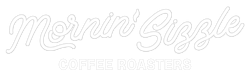 Mornin' Sizzle Coffee Roasters logo (white on dark backgrounds)